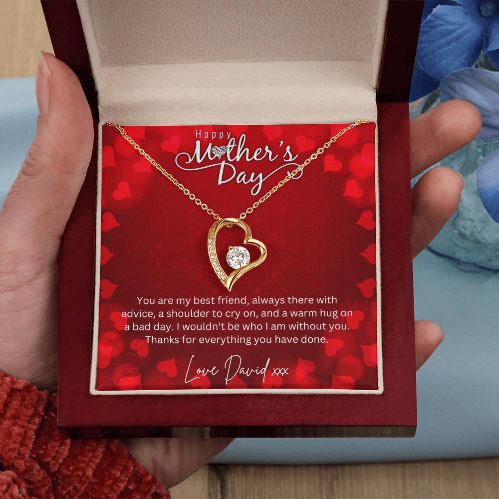 Happy Mothers Day - Gold Plated  Necklace with Custom Message Card in Beautiful Box - Gift From Son, Daughter - Jewelry Gift For Mom
