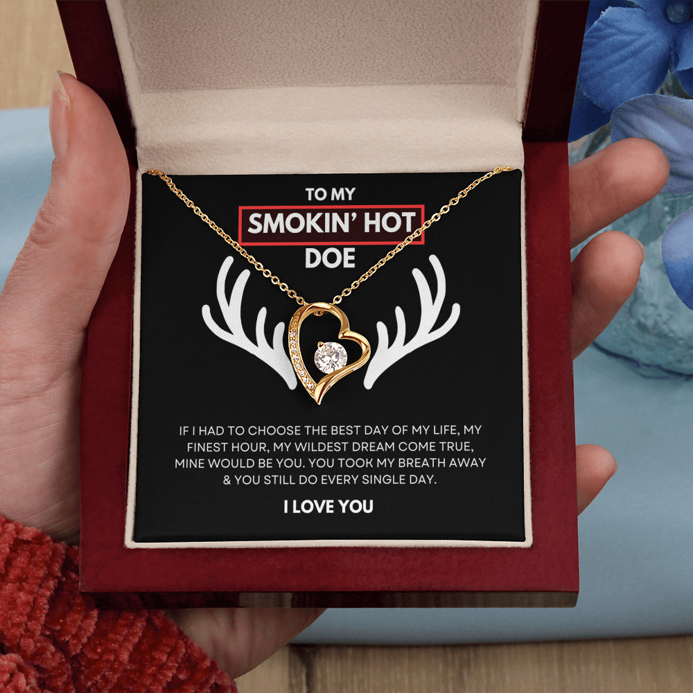 Hunting Themed Gift For Her - Sterling Silver Necklace - Smokin Hot Doe - Personalised  Gift for Wife, Girlfriend
