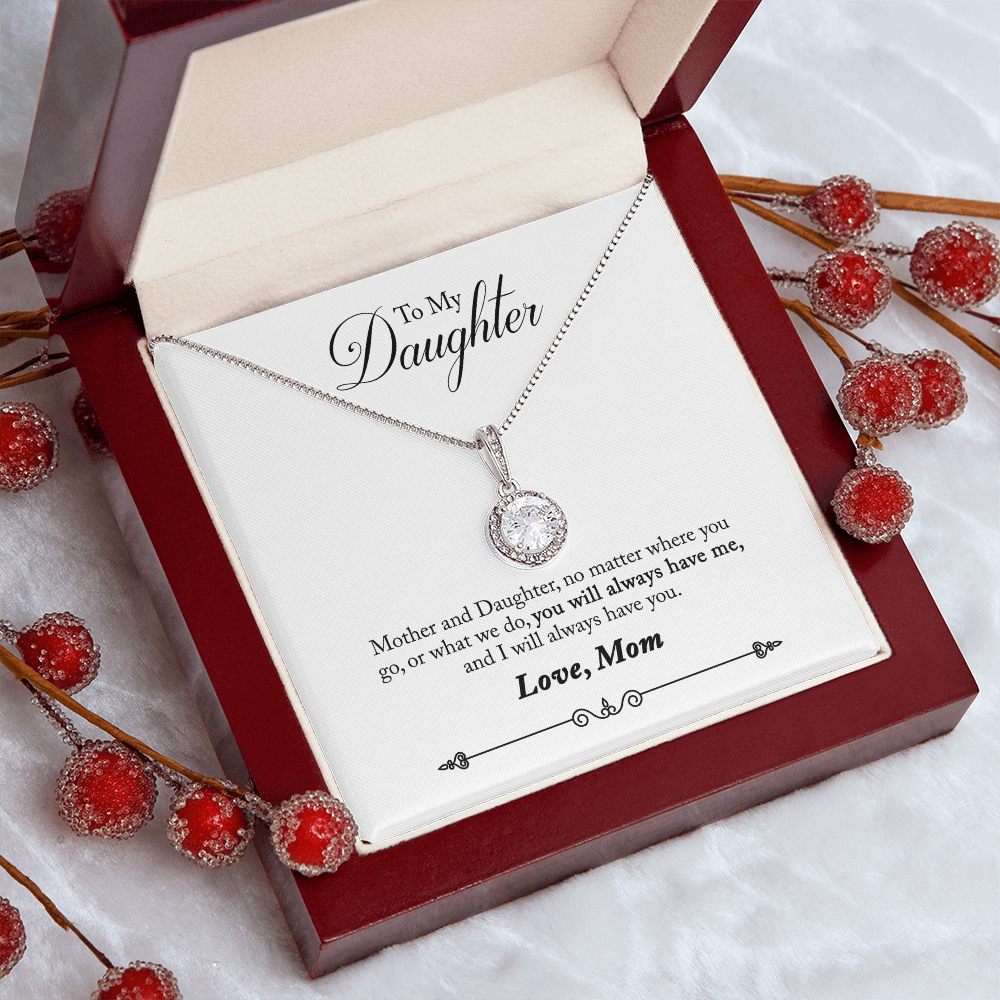 To My Daughter Love Mom - Beautiful Eternal Hope Gift Boxed Necklace
