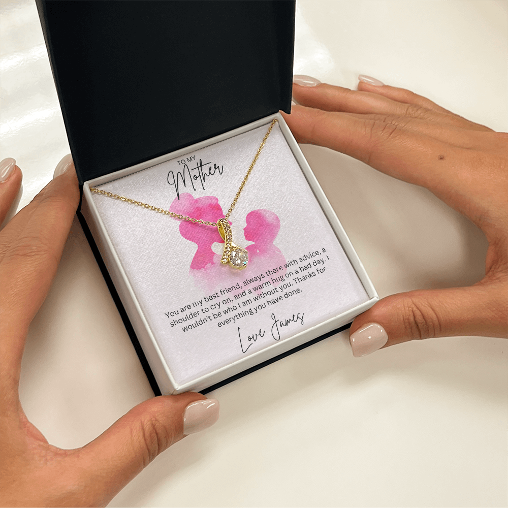 To My Mother - Sterling Silver Necklace With Personalised Custom Message Card - Gift from Son / Daughter