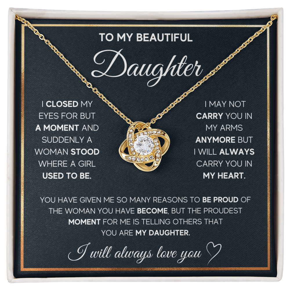 To My Beautiful Daughter Love Knot Gift Jewelry From Mom And Dad