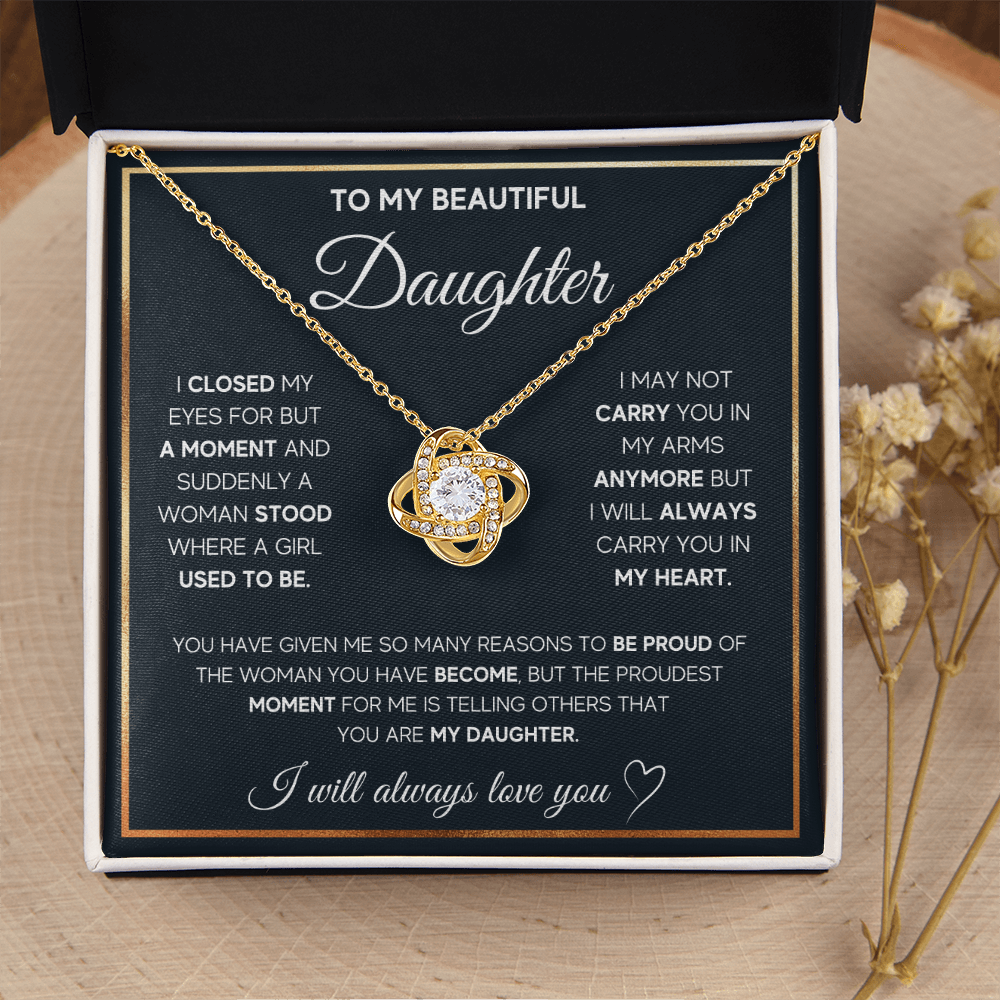 To My Beautiful Daughter Love Knot Gift Jewelry From Mom And Dad