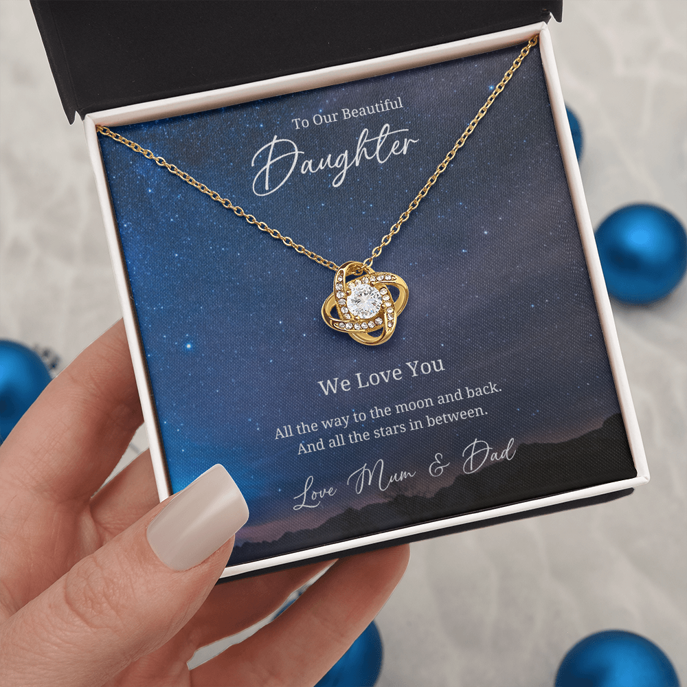 To My Beautful Daughter - Sterling Silver Necklace Personalised Gift With A Custom Message Card - Jewellery Gift for Daughter From Parents