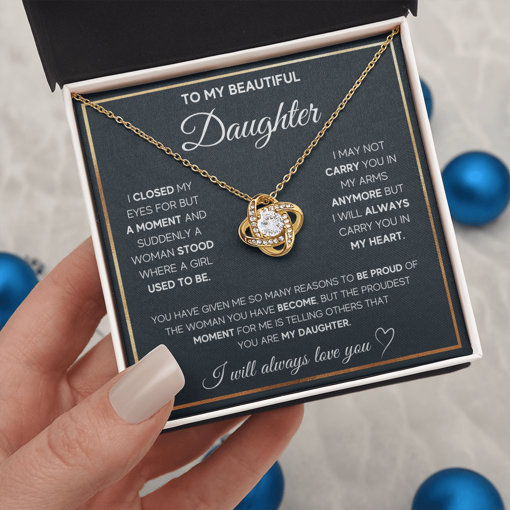 To My Beautiful Daughter Love Knot Gift Jewelry From Mom And Dad