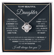To My Beautiful Daughter Love Knot Gift Jewelry From Mom And Dad
