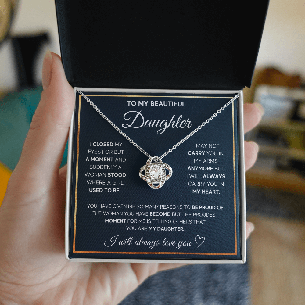 To My Beautiful Daughter Love Knot Gift Jewelry From Mom And Dad
