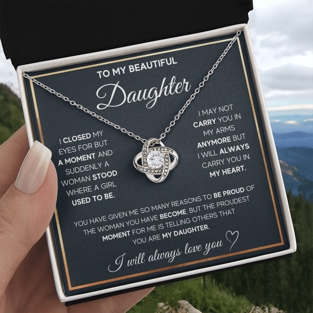 To My Beautiful Daughter Love Knot Gift Jewelry From Mom And Dad