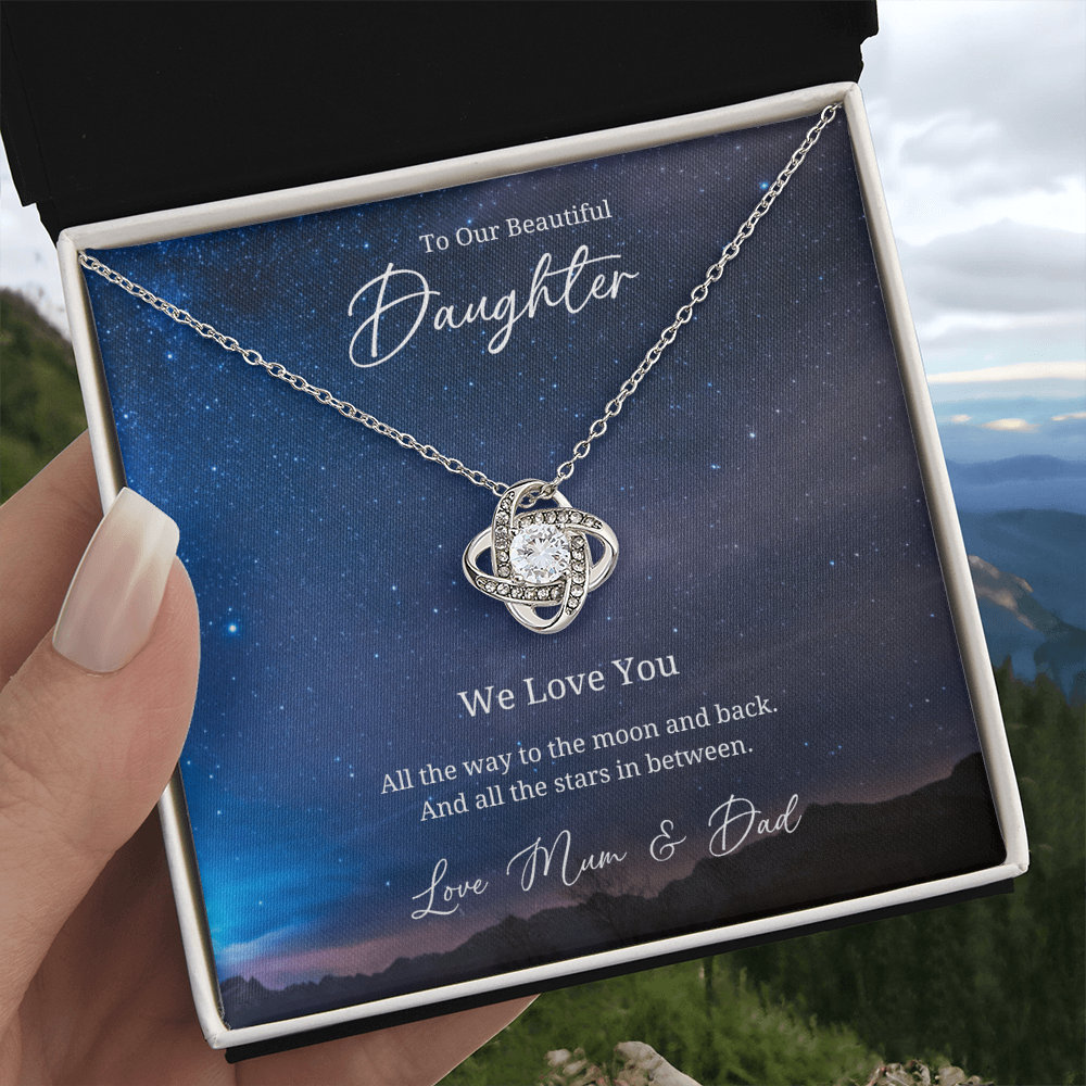 To My Beautful Daughter - Sterling Silver Necklace Personalised Gift With A Custom Message Card - Jewellery Gift for Daughter From Parents
