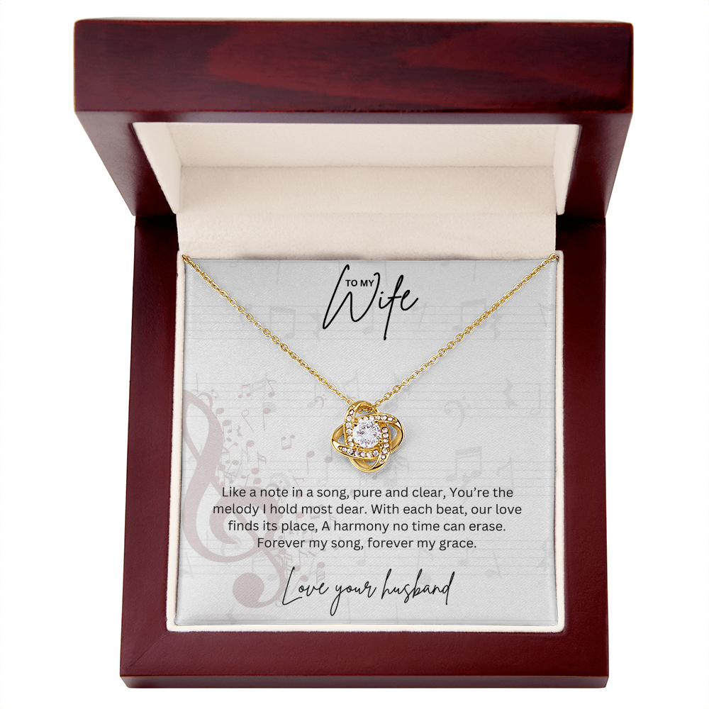 Gift For Musical Wife - Sterling Silver Love Knot Necklace - Anniversary Gift For Her