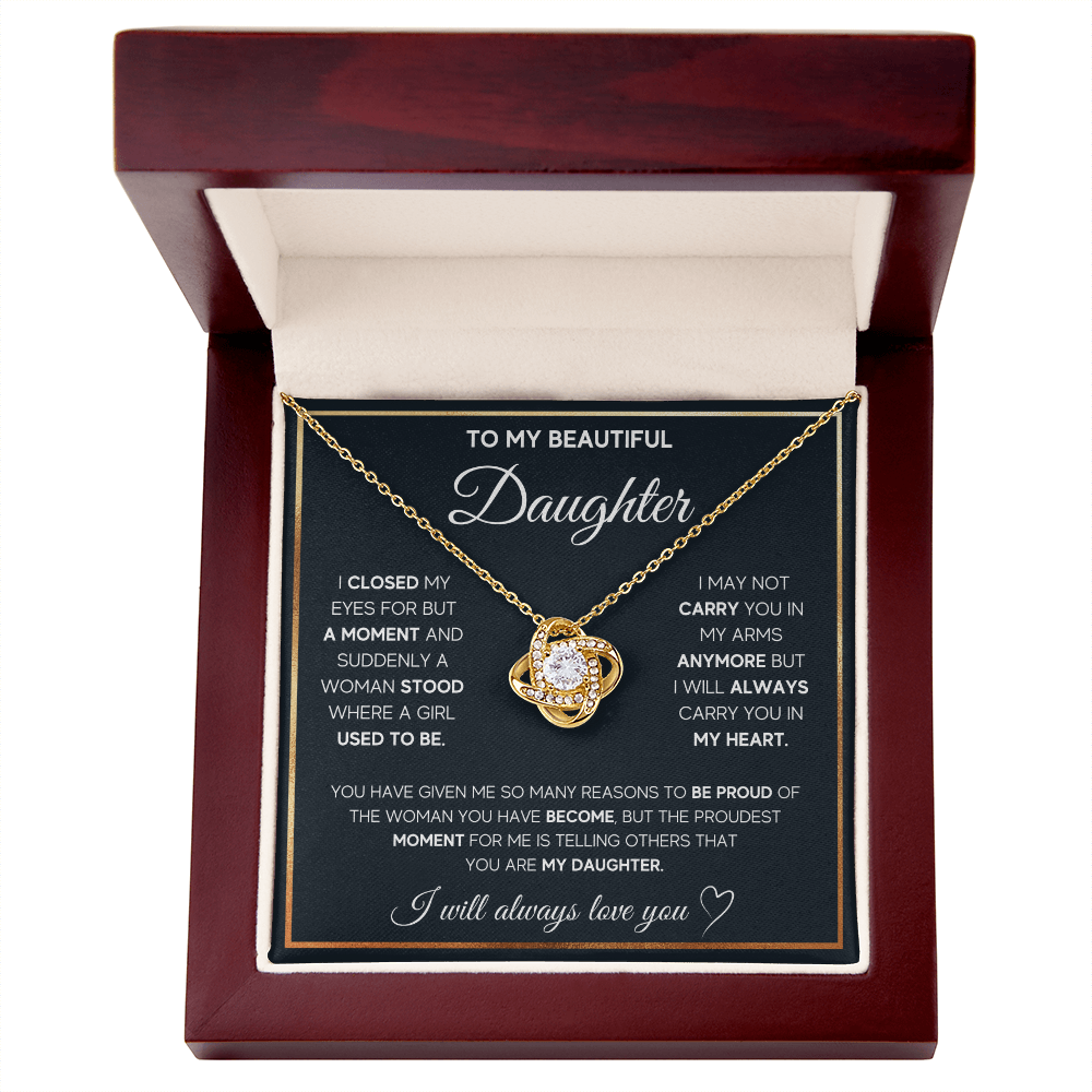 To My Beautiful Daughter Love Knot Gift Jewelry From Mom And Dad