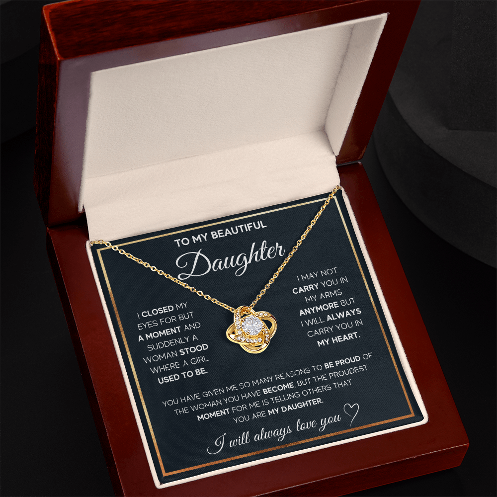 To My Beautiful Daughter Love Knot Gift Jewelry From Mom And Dad