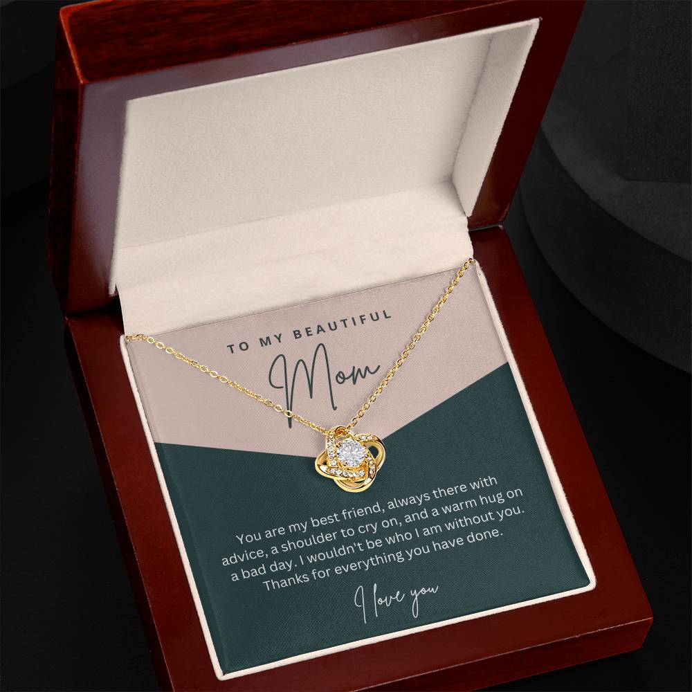 To My Beautiful Mom - Sterling Silver Necklace Personalised Gift With A Custom Message Card - Gift from Son / Daughter For Mom Two Tone