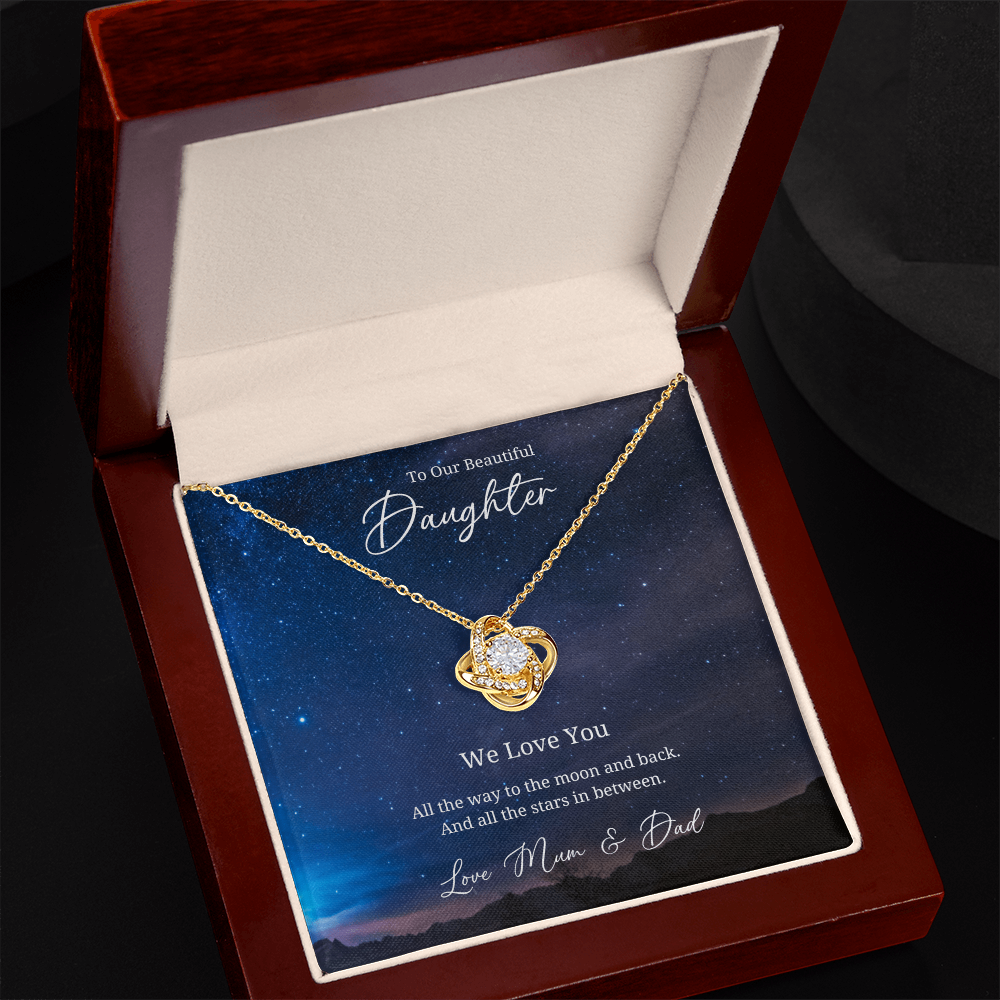 To My Beautful Daughter - Sterling Silver Necklace Personalised Gift With A Custom Message Card - Jewellery Gift for Daughter From Parents