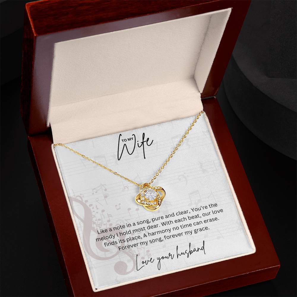 Gift For Musical Wife - Sterling Silver Love Knot Necklace - Anniversary Gift For Her