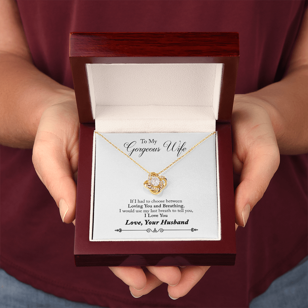 To My Gorgeous Wife Beautiful Love Knot Necklace  Gift Boxed From Husband