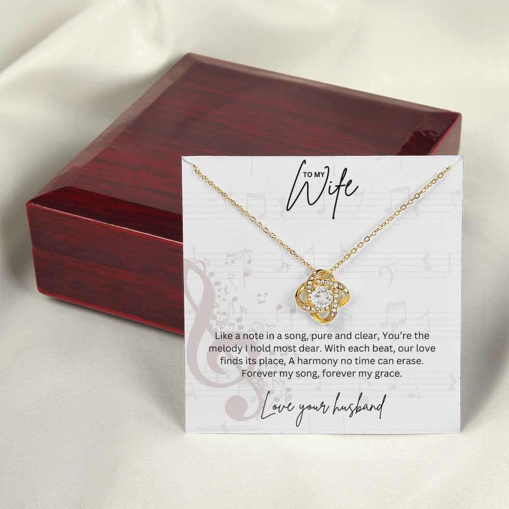 Gift For Musical Wife - Sterling Silver Love Knot Necklace - Anniversary Gift For Her