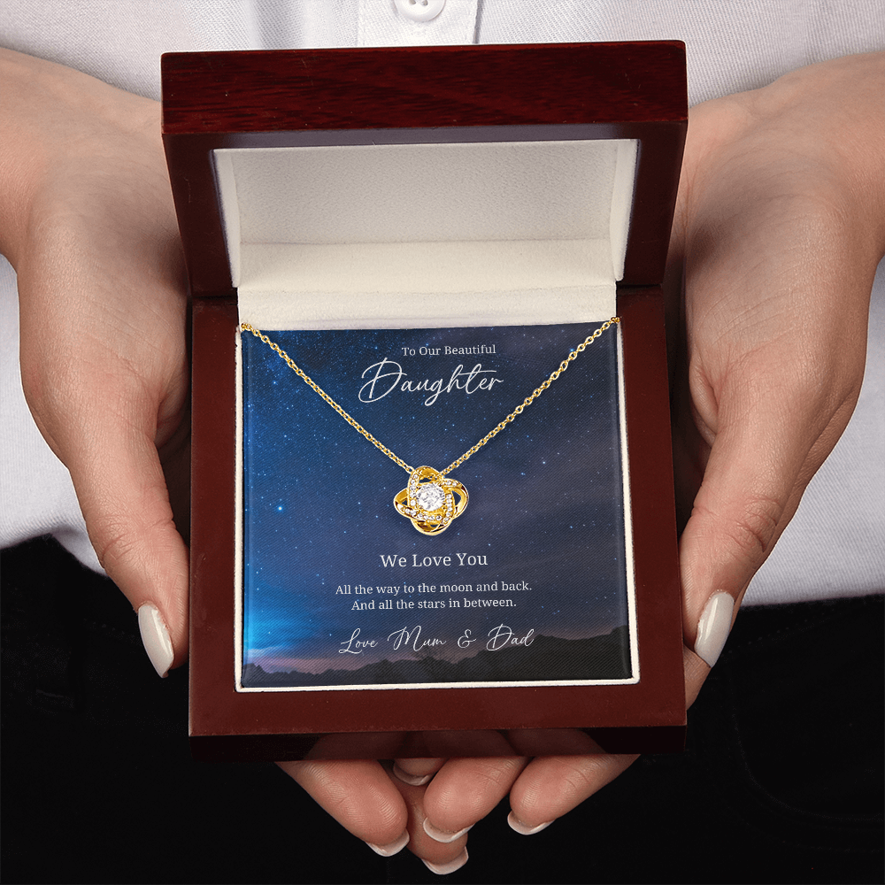 To My Beautful Daughter - Sterling Silver Necklace Personalised Gift With A Custom Message Card - Jewellery Gift for Daughter From Parents