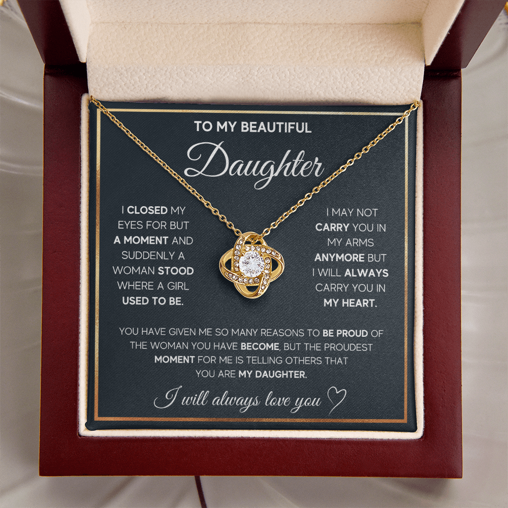 To My Beautiful Daughter Love Knot Gift Jewelry From Mom And Dad