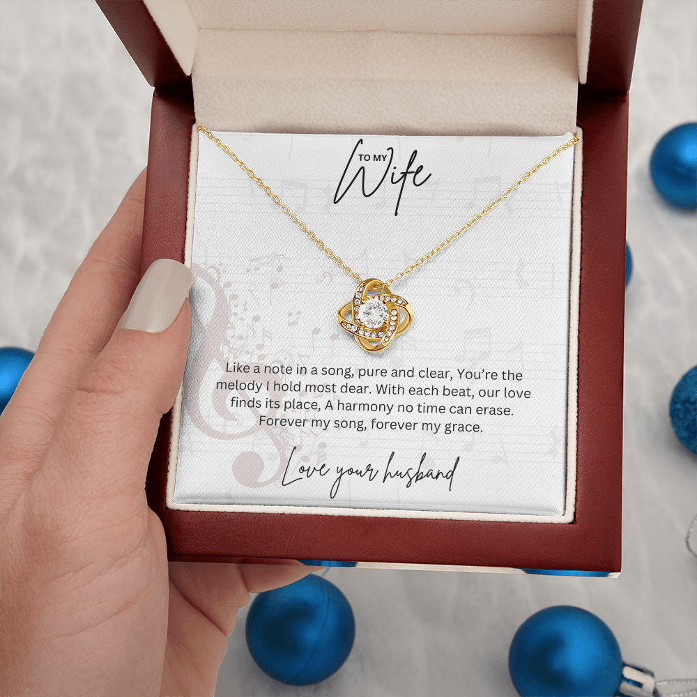 Gift For Musical Wife - Sterling Silver Love Knot Necklace - Anniversary Gift For Her