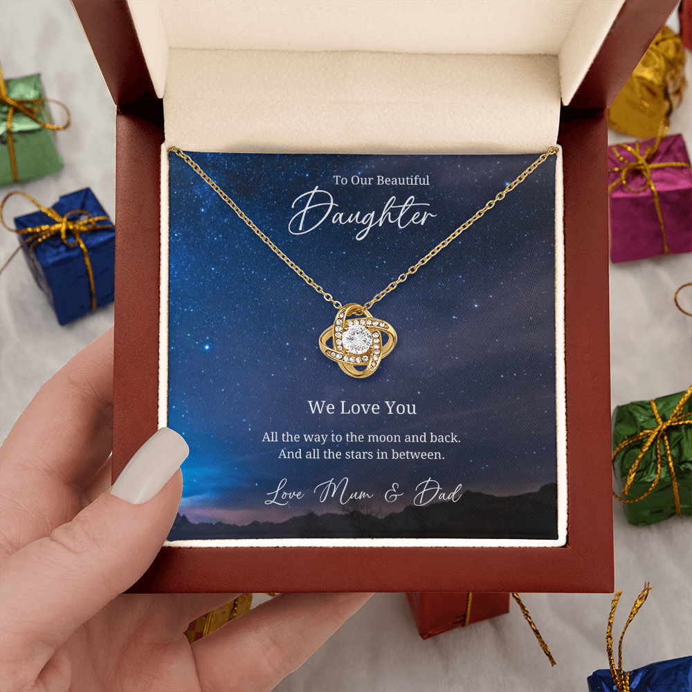To My Beautful Daughter - Sterling Silver Necklace Personalised Gift With A Custom Message Card - Jewellery Gift for Daughter From Parents