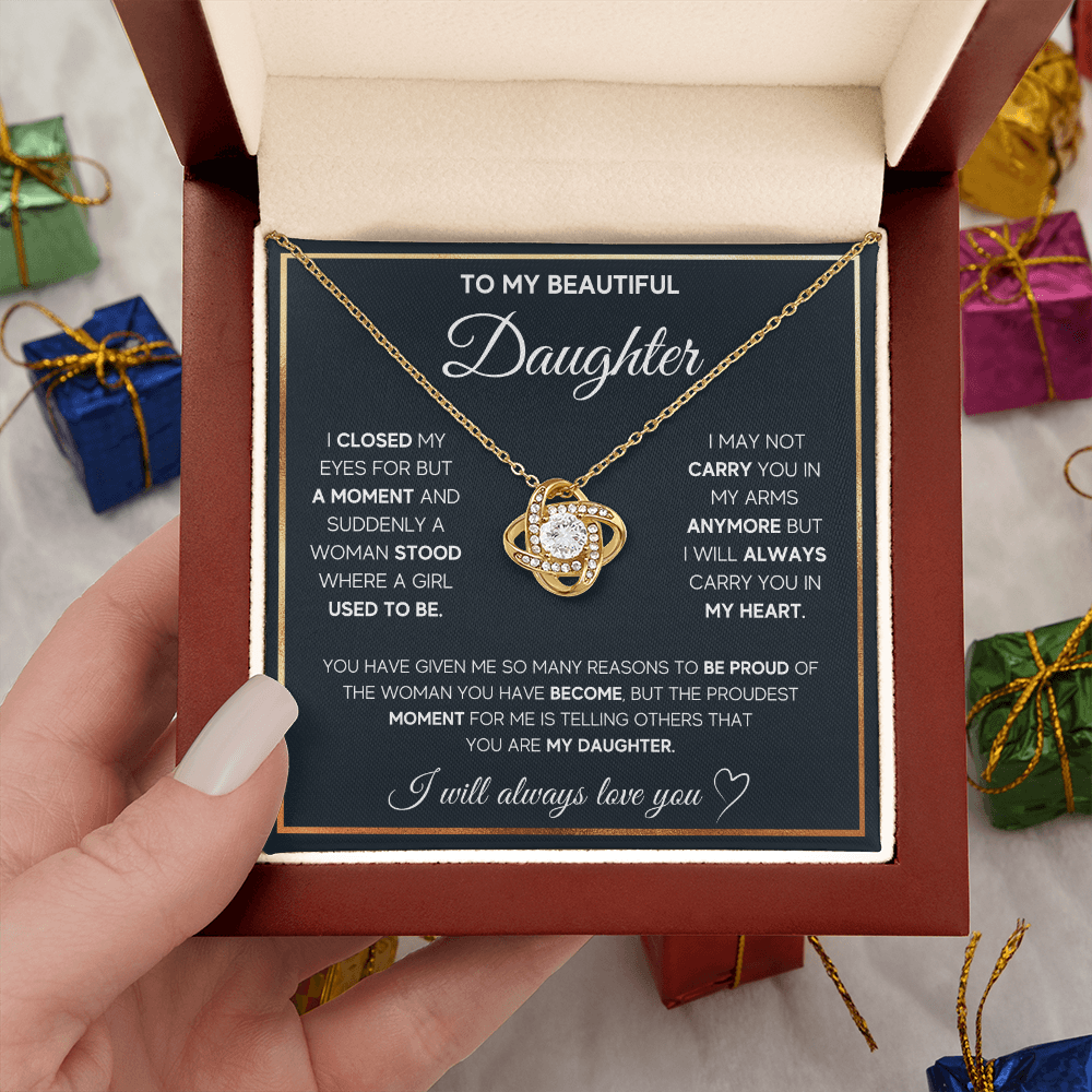 To My Beautiful Daughter Love Knot Gift Jewelry From Mom And Dad