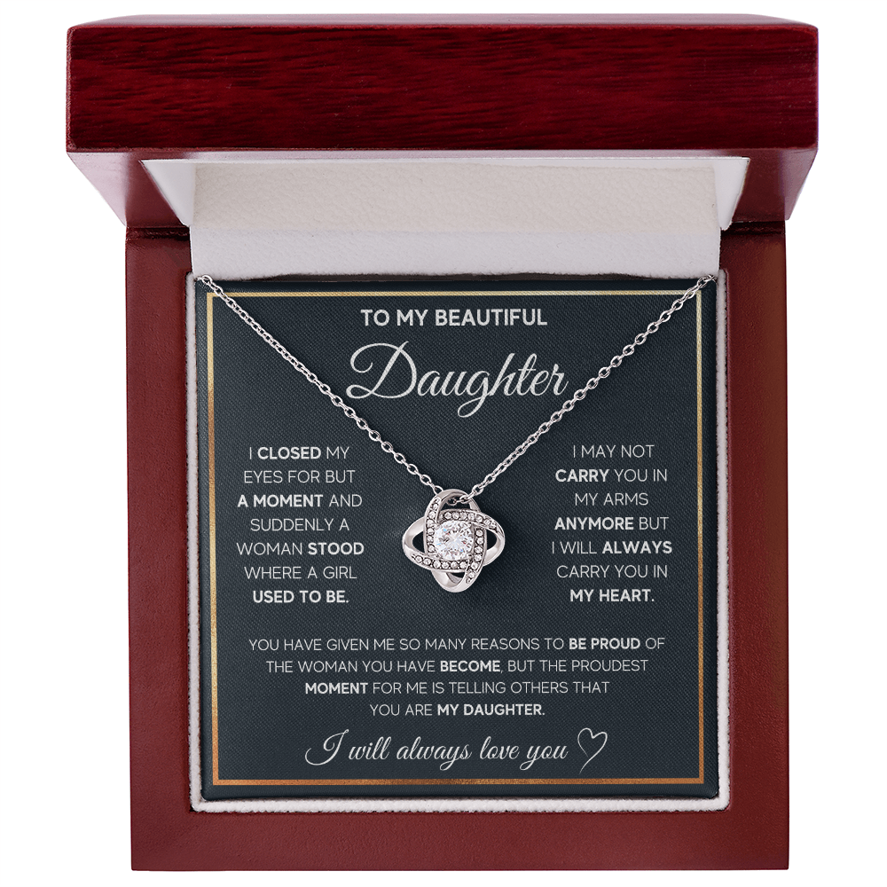 To My Beautiful Daughter Love Knot Gift Jewelry From Mom And Dad