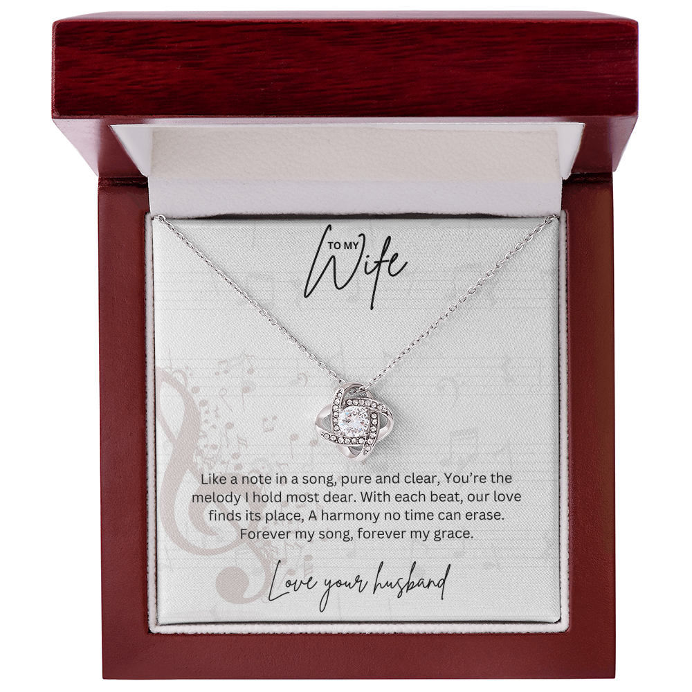 Gift For Musical Wife - Sterling Silver Love Knot Necklace - Anniversary Gift For Her