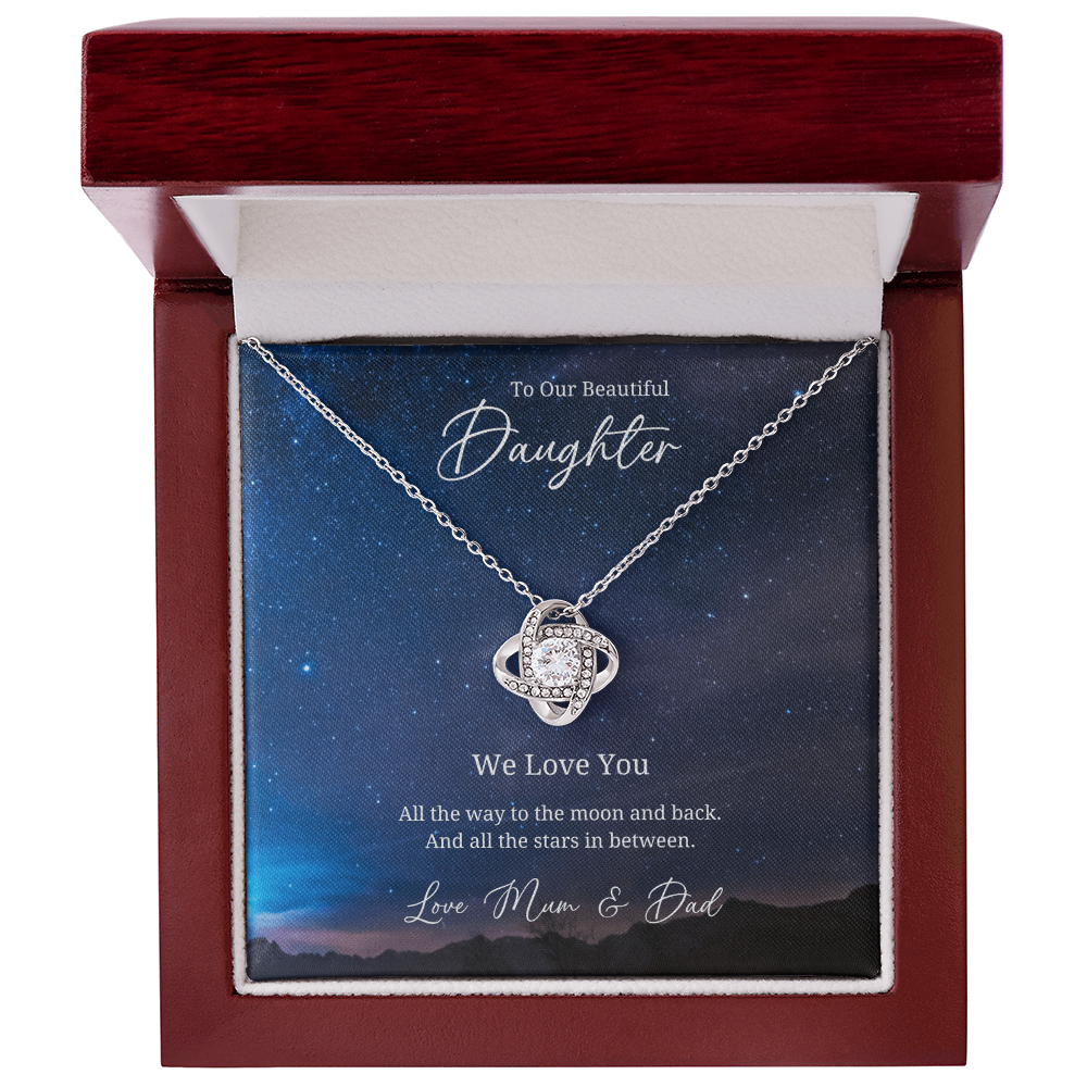 To My Beautful Daughter - Sterling Silver Necklace Personalised Gift With A Custom Message Card - Jewellery Gift for Daughter From Parents