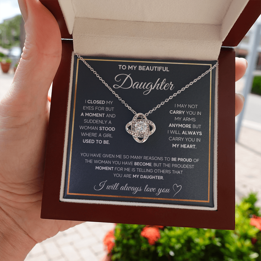 To My Beautiful Daughter Love Knot Gift Jewelry From Mom And Dad