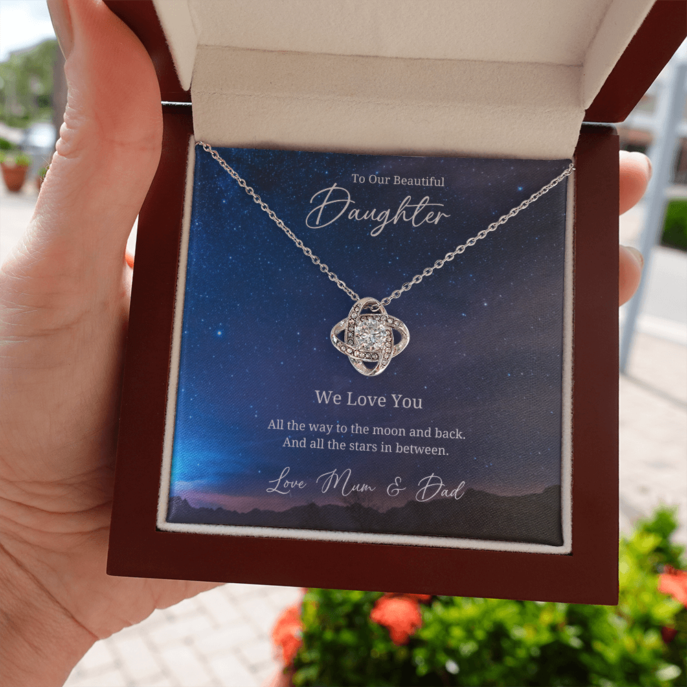 To My Beautful Daughter - Sterling Silver Necklace Personalised Gift With A Custom Message Card - Jewellery Gift for Daughter From Parents