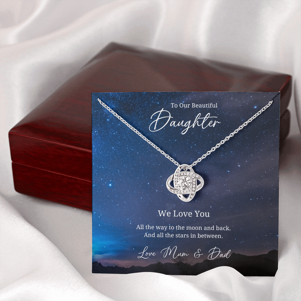 To My Beautful Daughter - Sterling Silver Necklace Personalised Gift With A Custom Message Card - Jewellery Gift for Daughter From Parents
