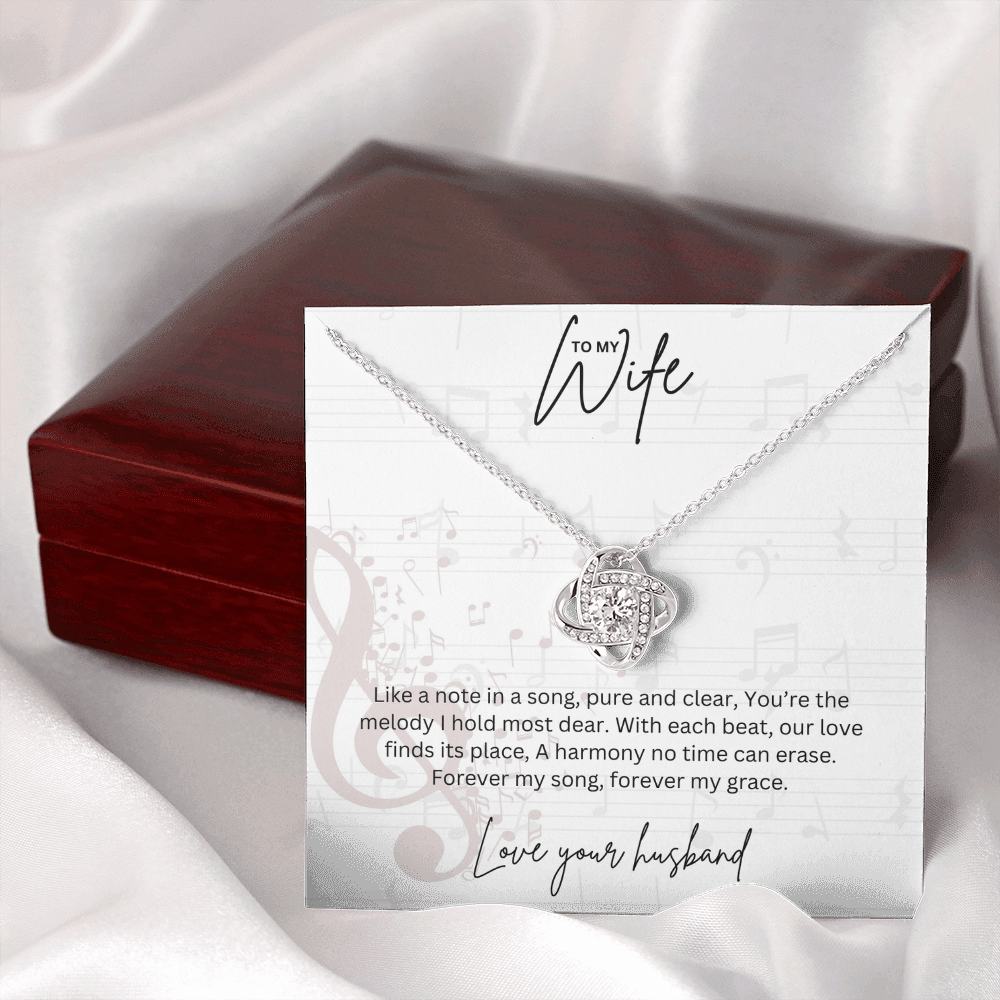 Gift For Musical Wife - Sterling Silver Love Knot Necklace - Anniversary Gift For Her