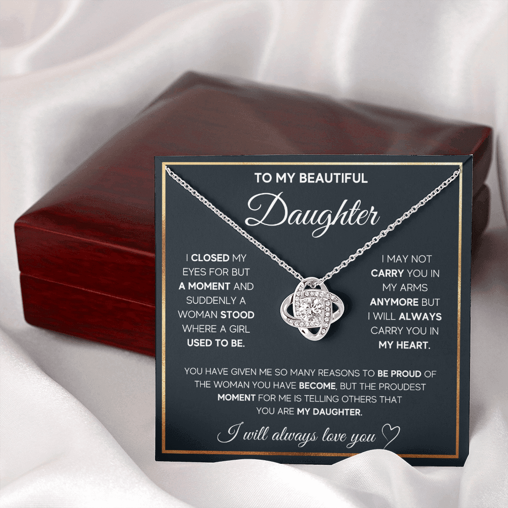 To My Beautiful Daughter Love Knot Gift Jewelry From Mom And Dad