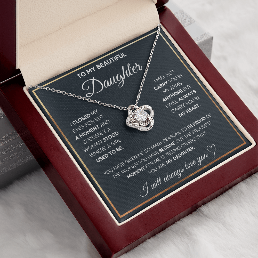 To My Beautiful Daughter Love Knot Gift Jewelry From Mom And Dad