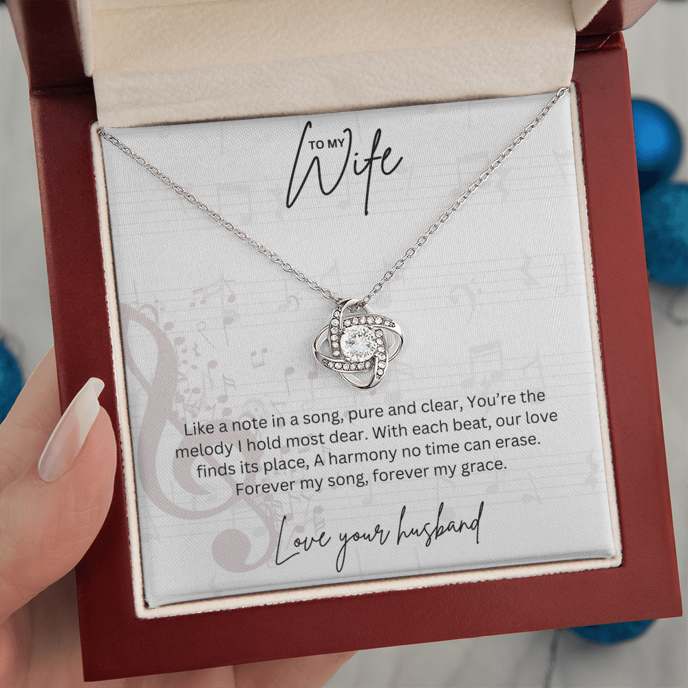 Gift For Musical Wife - Sterling Silver Love Knot Necklace - Anniversary Gift For Her