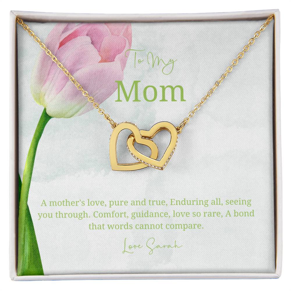 To My Mother - Beautiful Gold Finished Necklaces in a Mahogany Gift Box with a Custom Message Card - Gift from Son / Daughter For Mom