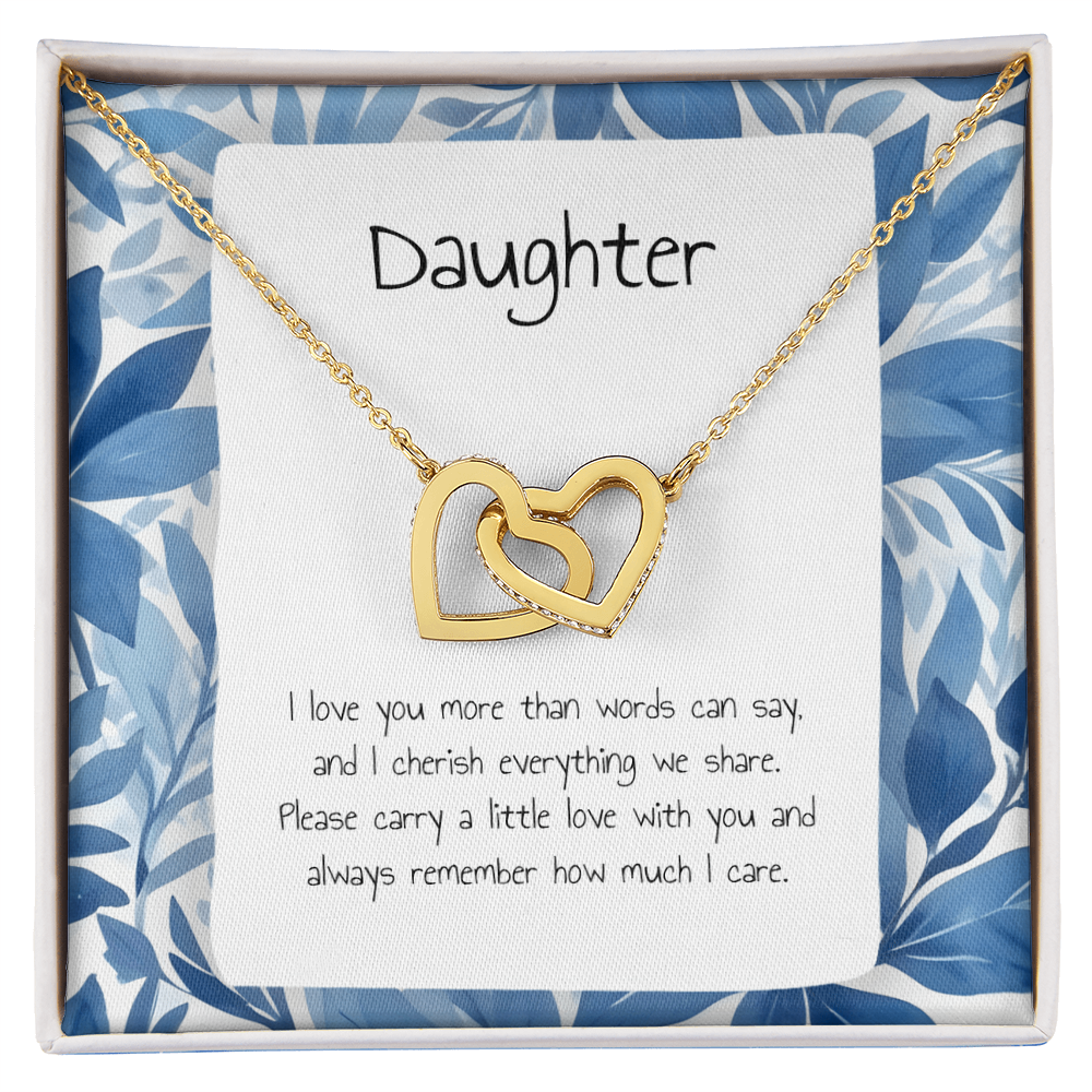 Gift For Daughter- Interlocking Heart Necklace - Personalised Message Card