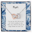 Present For Mum - Interlocking Heart Necklace - Personalised Message Card - Birthday Christmas Gift For Mother