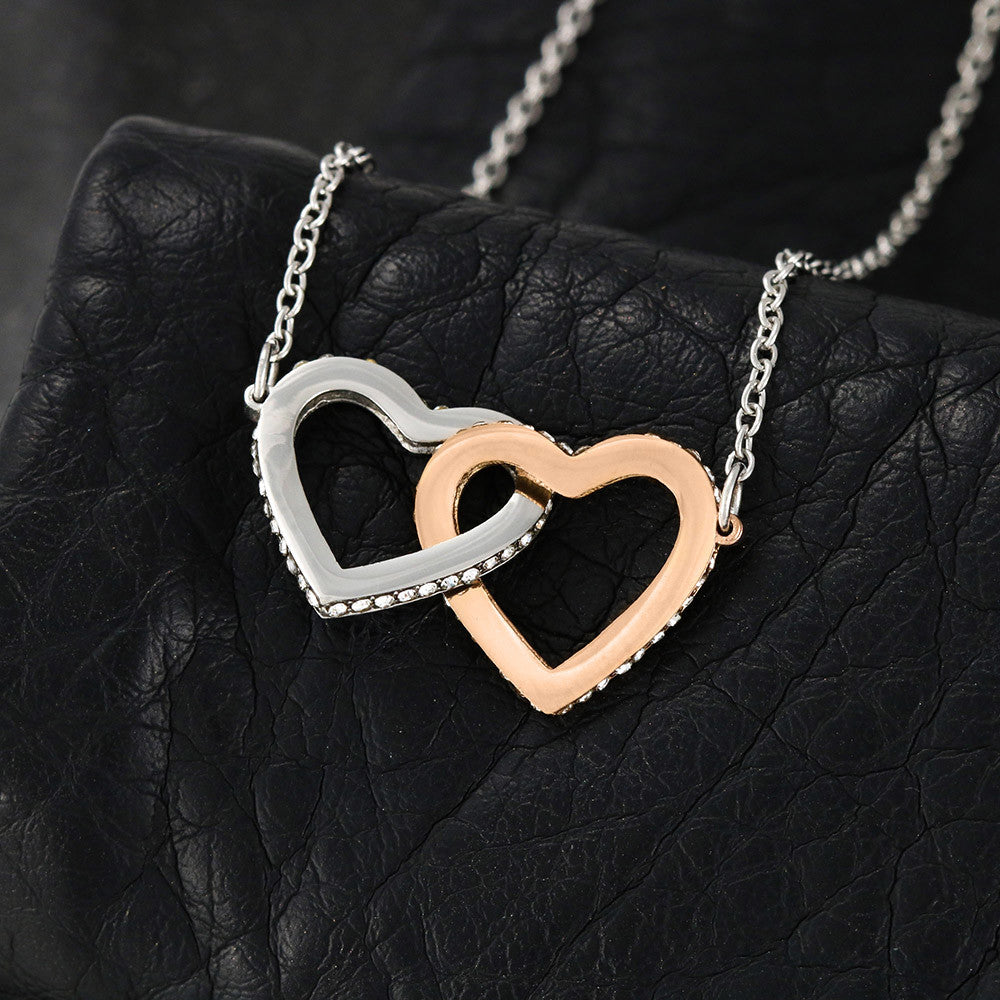 Present For Auntie - Interlocking Heart Necklace - Personalised Message Card - Birthday Christmas Gift For Aunt