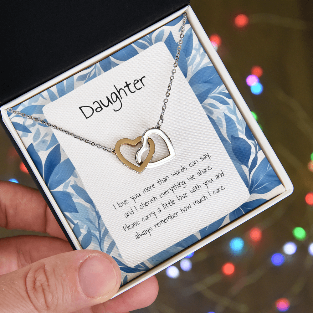 Gift For Daughter- Interlocking Heart Necklace - Personalised Message Card