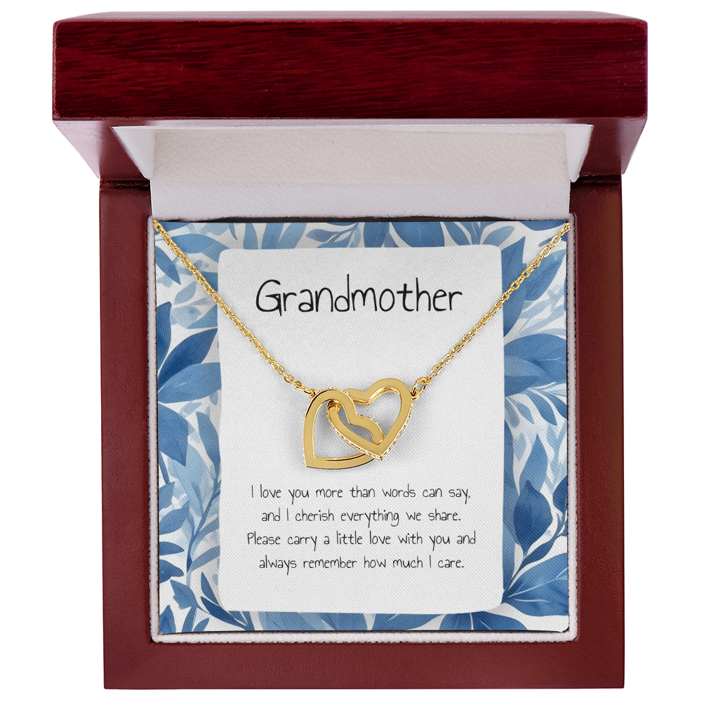 Gift For Grandmother- Interlocking Heart Necklace - Personalised Message Card