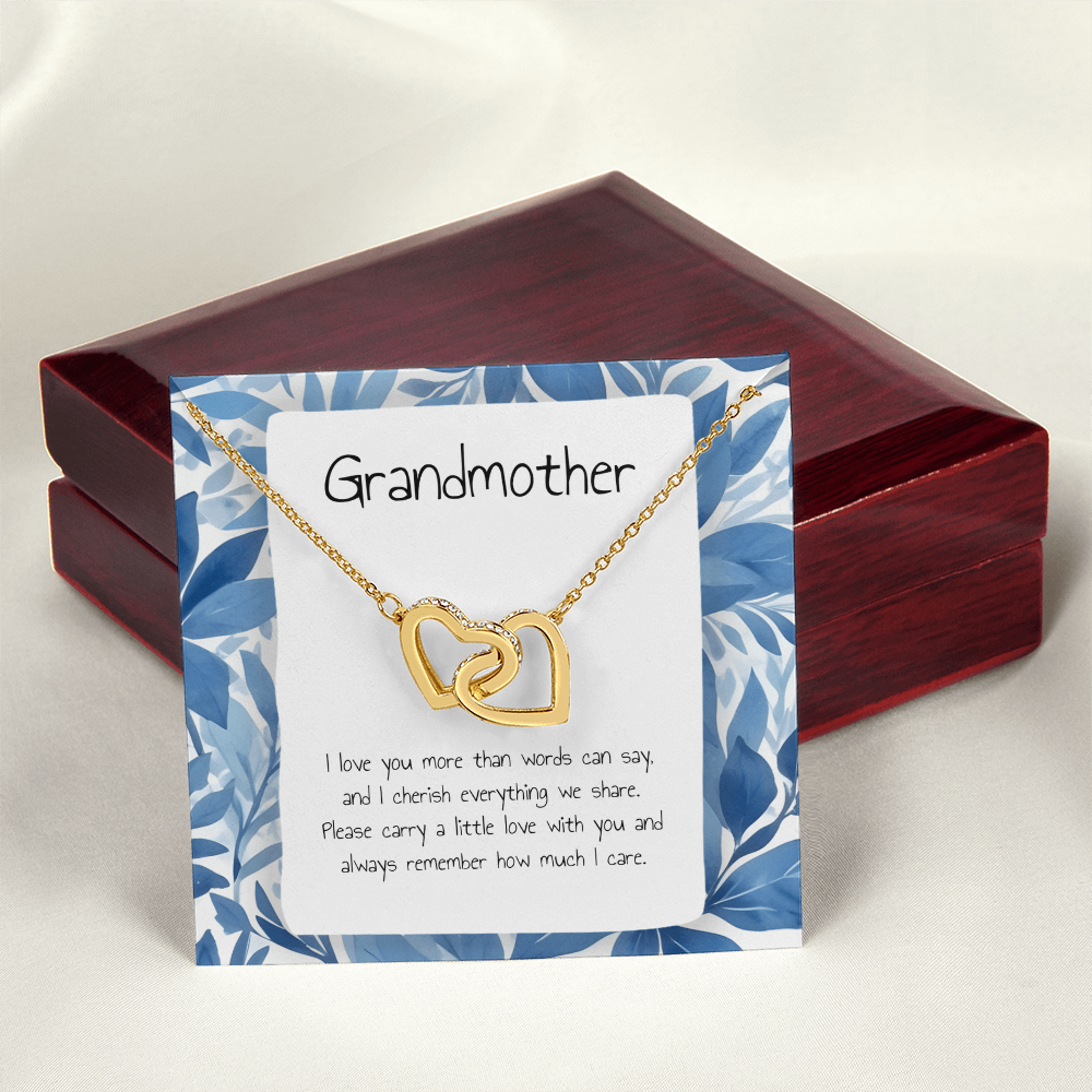 Gift For Grandmother- Interlocking Heart Necklace - Personalised Message Card