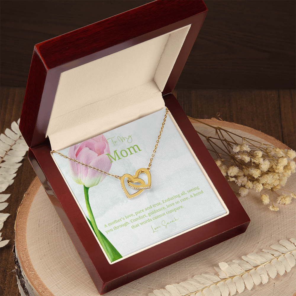 To My Mother - Choice of Beautiful Silver Necklaces in a Mahogany Gift Box with a Custom Message Card - Gift from Son / Daughter For Mum