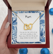 Present For Mum - Interlocking Heart Necklace - Personalised Message Card - Birthday Christmas Gift For Mother