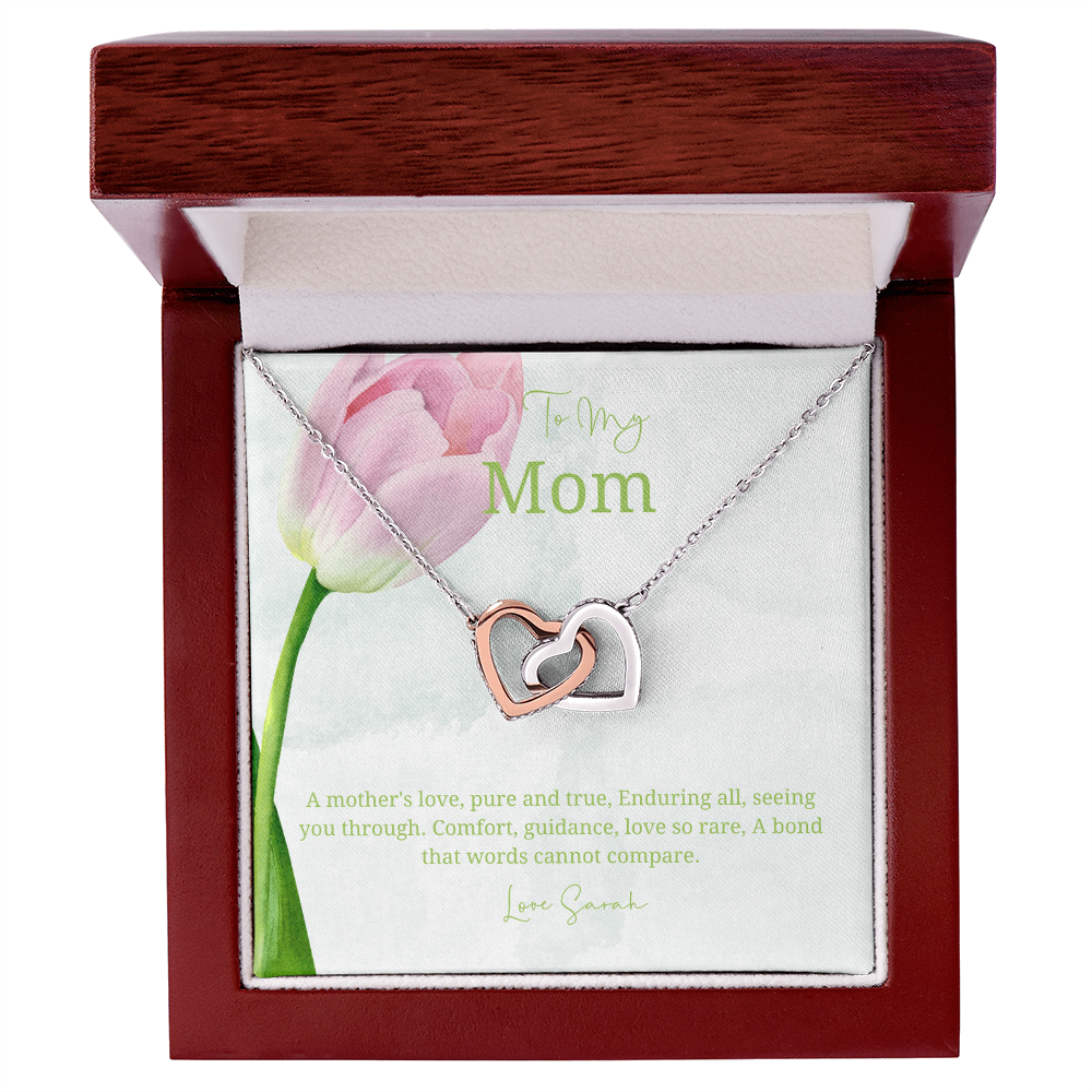 To My Mother - Choice of Beautiful Silver Necklaces in a Mahogany Gift Box with a Custom Message Card - Gift from Son / Daughter For Mum