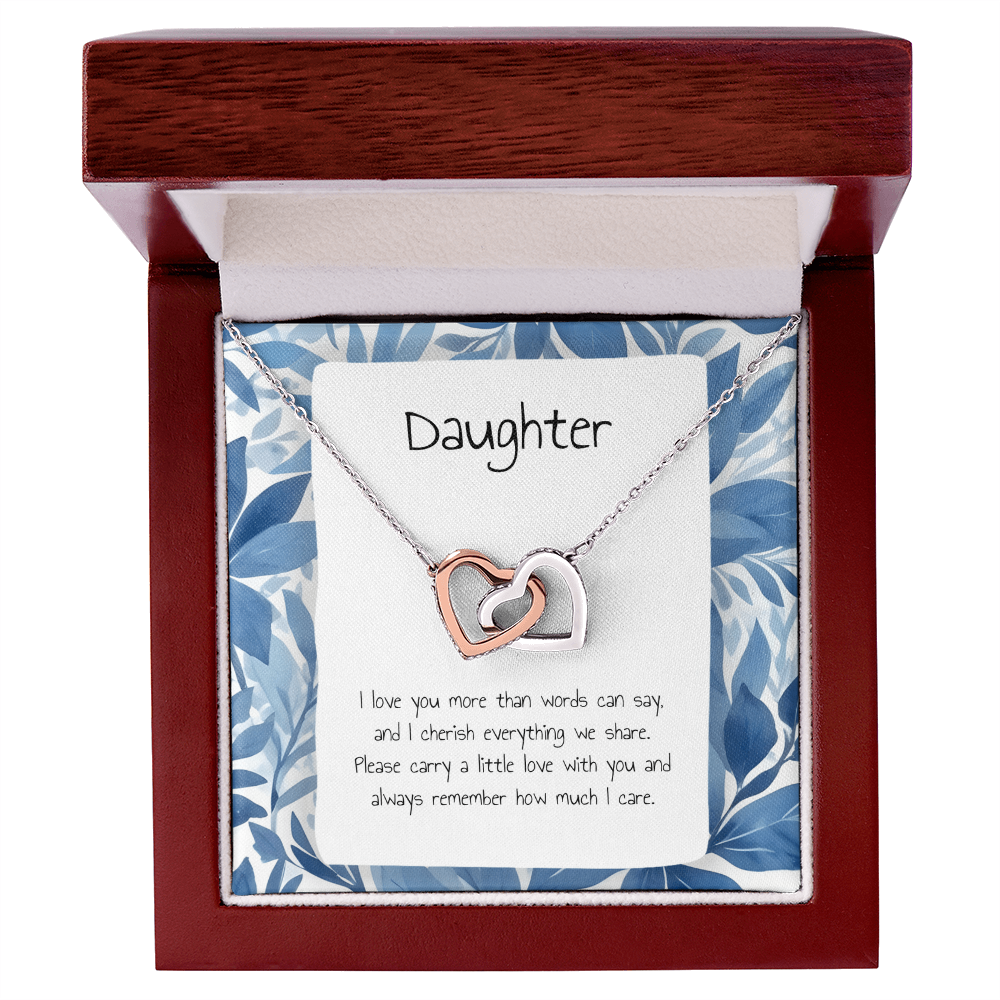 Gift For Daughter- Interlocking Heart Necklace - Personalised Message Card