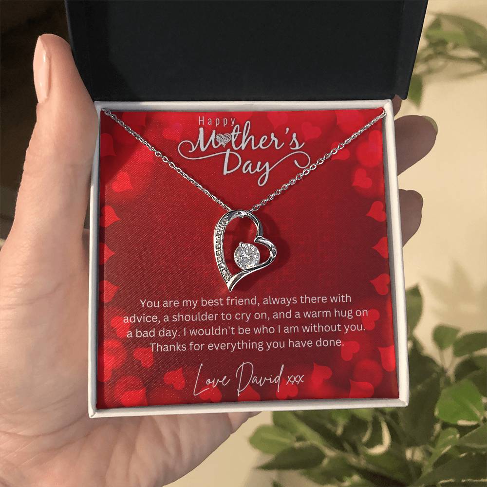 Happy Mothers Day - Gold Plated  Necklace with Custom Message Card in Beautiful Box - Gift From Son, Daughter - Jewelry Gift For Mom