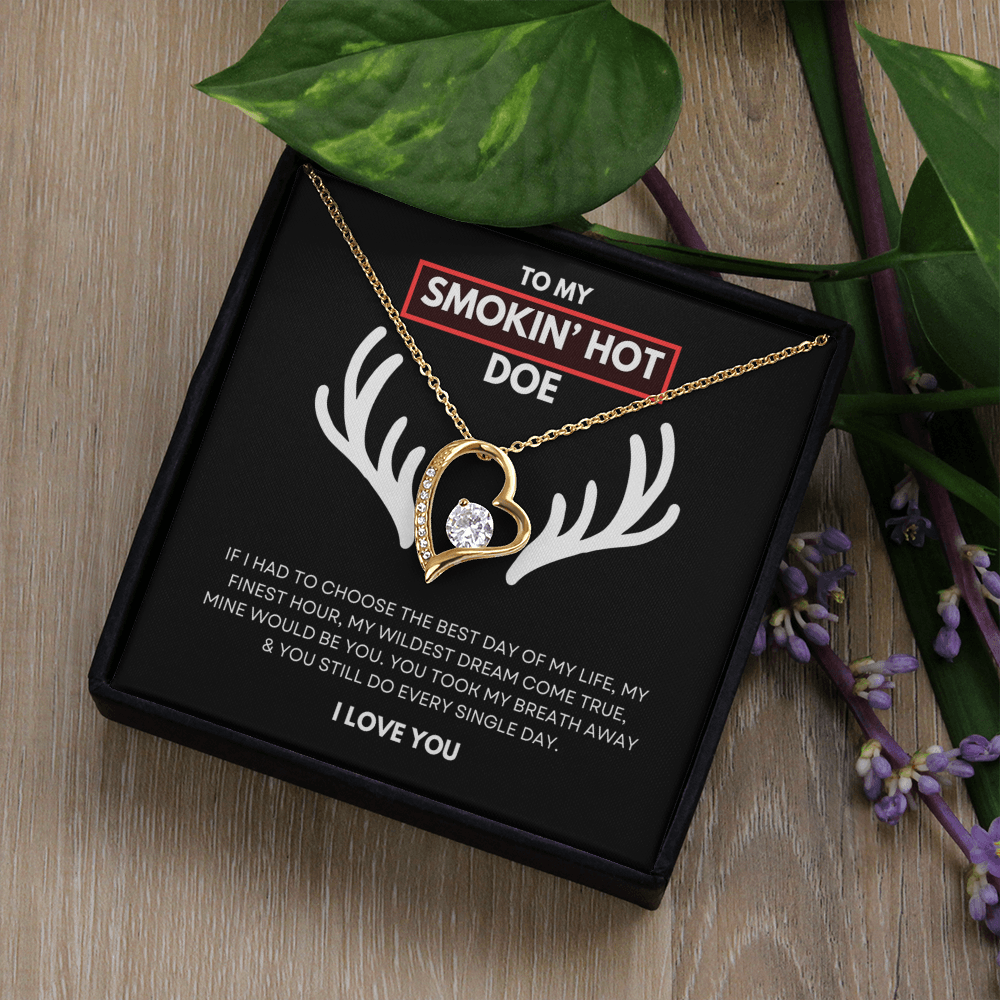 Hunting Themed Gift For Her - Sterling Silver Necklace - Smokin Hot Doe - Personalised  Gift for Wife, Girlfriend