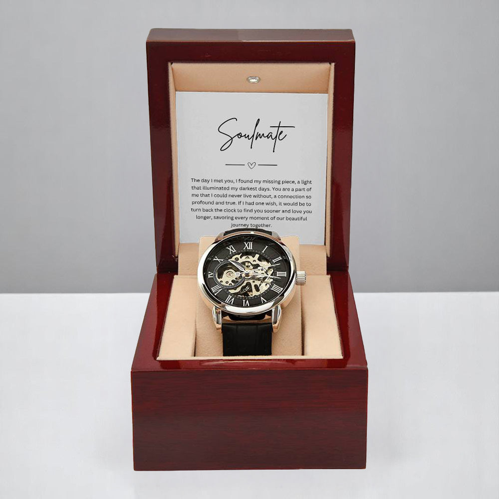 To My Soumate - Mens Quartz Watch with Personalized Message Card Boxed