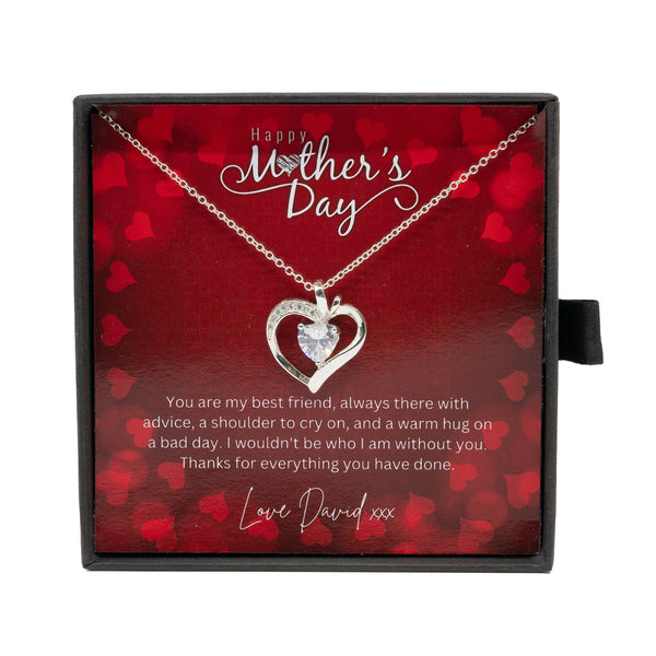 Happy Mothers Day - Choice Of Silver Necklace with Custom Message Card in Beautiful Box - Gift From Son, Daughter - Jewellery Gift For Mum